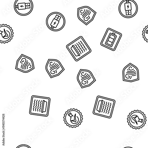 product caution label warning vector seamless pattern thin line illustration