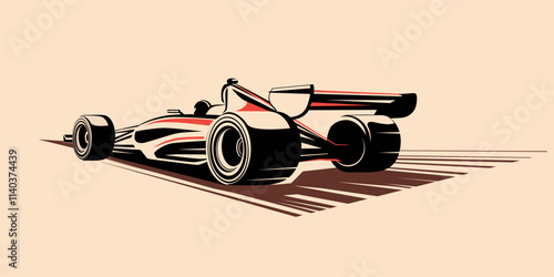 formula one bolide stylized vector symbol, outlined sketch