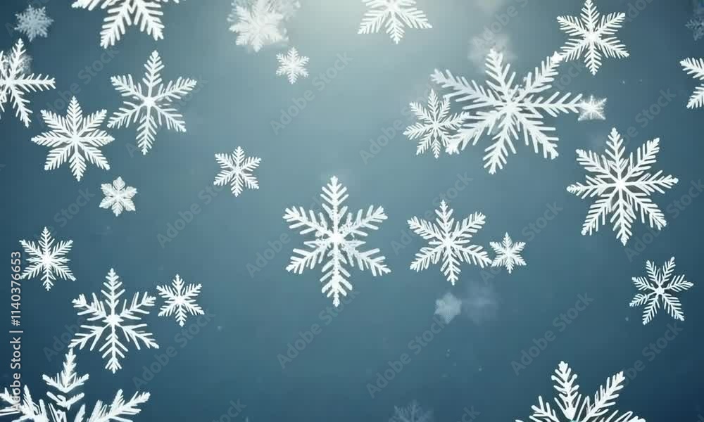 A serene blue background with floating snowflakes for winter themes. A serene blue background with floating snowflakes for winter themes.