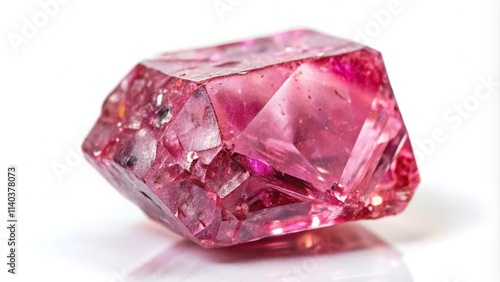 specimen of natural pink spinel crystal cutout tilted angle photo