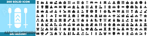 Ski Resort Solid Editable Icons set