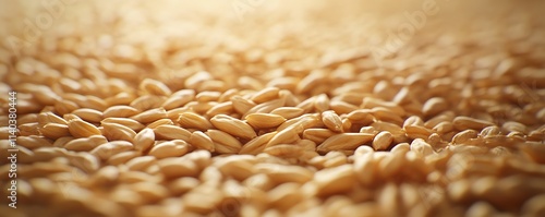 Magnified grains of golden wheat seeds with intricate details under focus photo