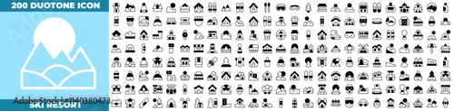 Ski Resort Duotone Editable Icons set