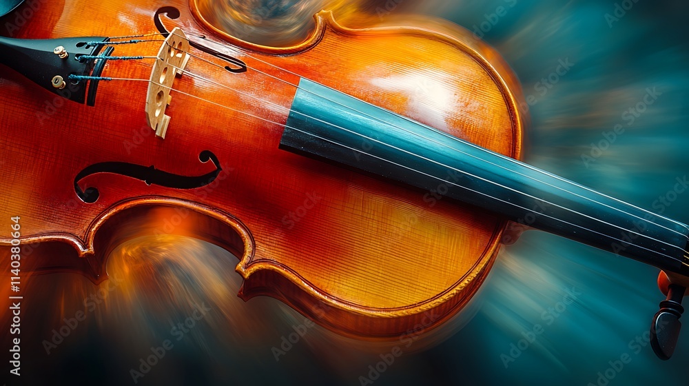 Fototapeta premium Vibrant Violin Image With Artistic Motion Blur Background