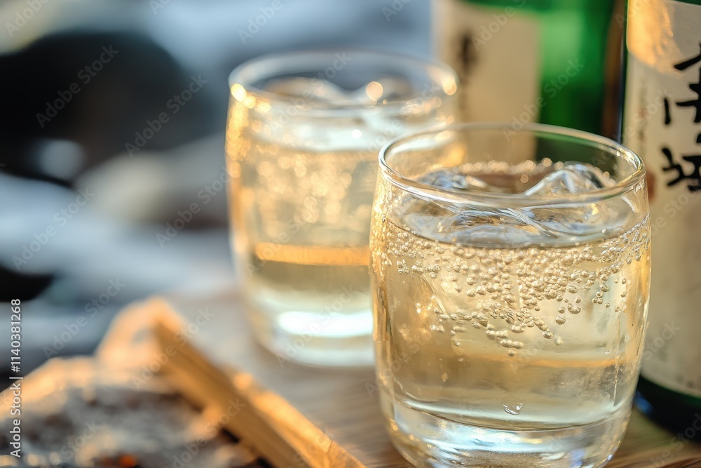 Toast with soju a popular Korean spirit Toast with soju a popular Korean spirit