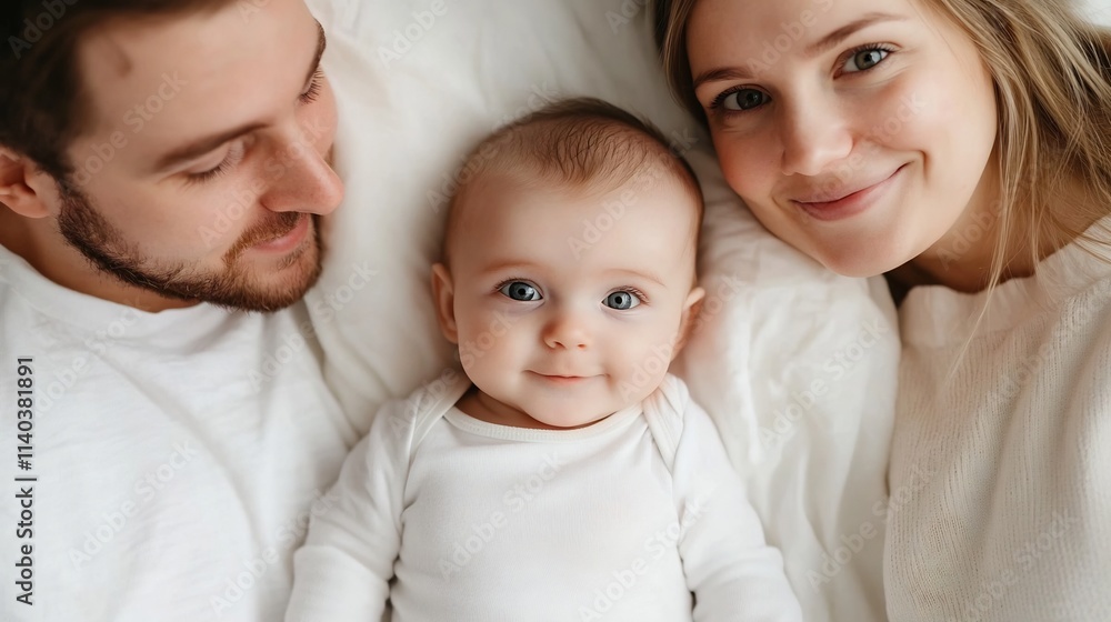 Loving Parents Reading Bedtime Story to their Adorable Baby in Cozy Bedroom Setting Loving Parents Reading Bedtime Story to their Adorable Baby in Cozy Bedroom Setting
