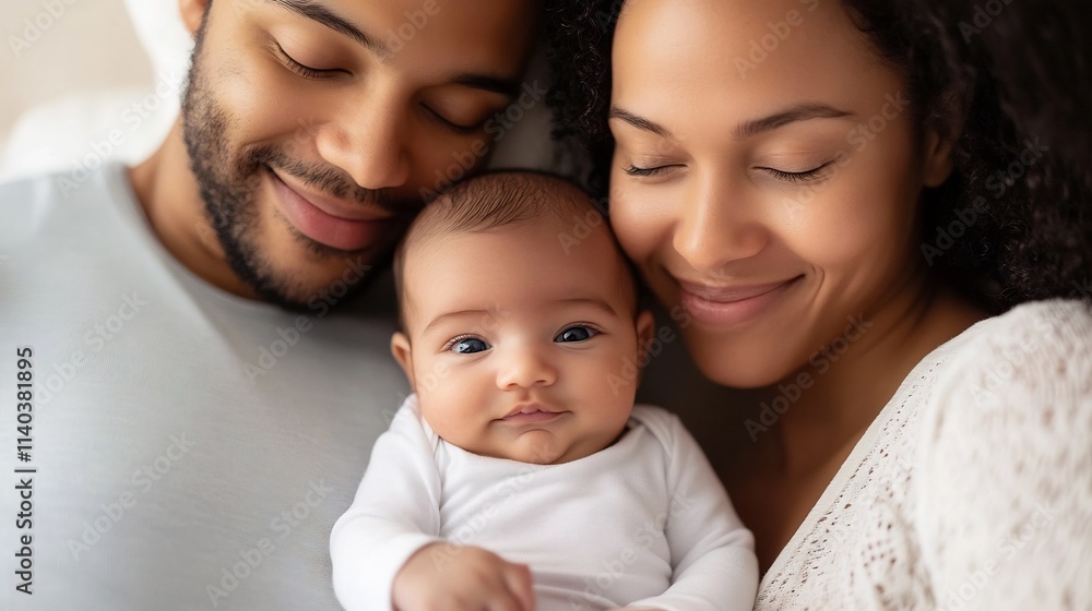 Loving Parents Reading Bedtime Story to Delighted Baby in Cozy Setting Loving Parents Reading Bedtime Story to Delighted Baby in Cozy Setting