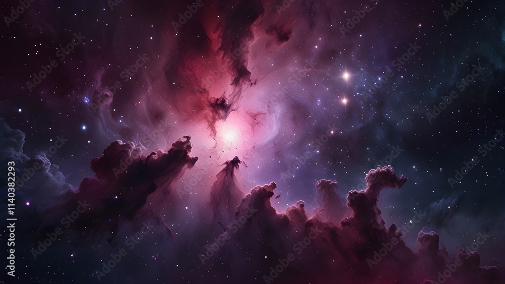 Galaxy Background with Pink and Purple Nebula. Generative AI Galaxy Background with Pink and Purple Nebula. Generative AI
