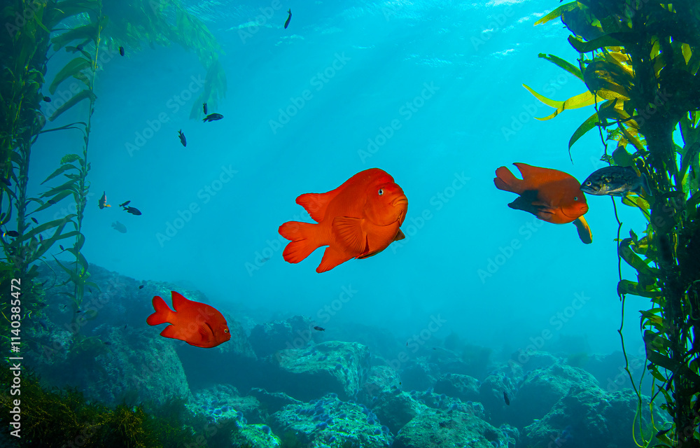 Naklejka premium Underwater Garibadi fishes
