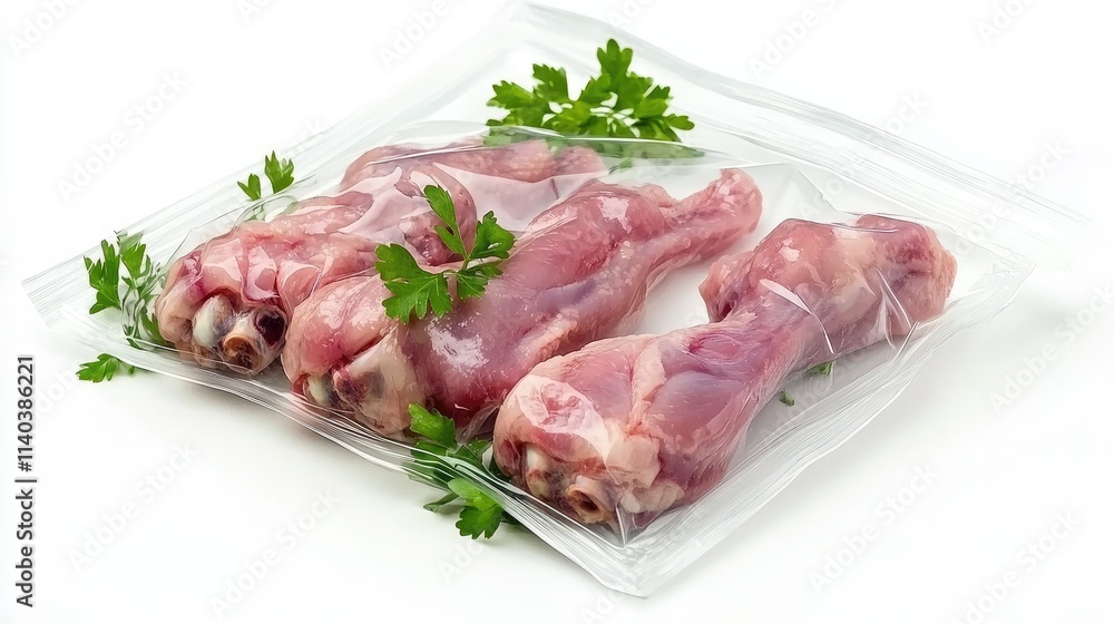 Frozen chicken wings in a sealed package, placed against a white background, focusing on easy meal preparation and convenience Frozen chicken wings in a sealed package, placed against a white background, focusing on easy meal preparation and convenience