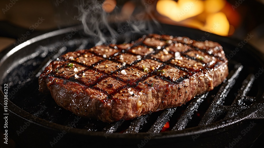 Grilling a perfect steak over flame backyard bbq food photography evening gathering culinary art Grilling a perfect steak over flame backyard bbq food photography evening gathering culinary art