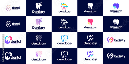 logo collection oral health , health care , dental implant , dentist , graphic design illustration