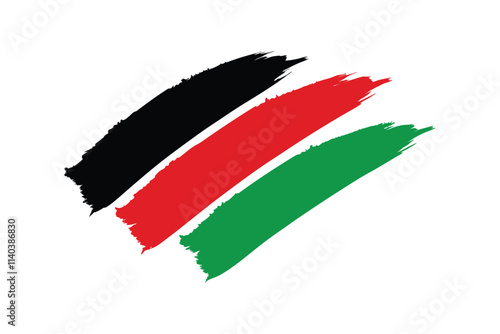 Pan-African Flag Vector Art – Brush Stroke Style Red, Black, and Green Symbol of Unity, Freedom, and Heritage