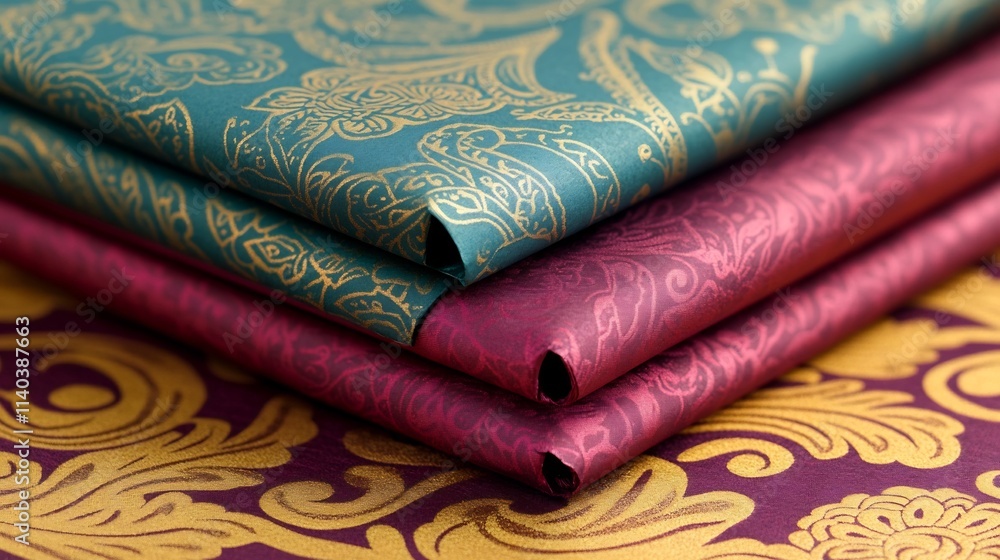 Elegant Paisley Pattern in Deep Jewel Tones with Luxurious Gold Accents for Timeless Wrapping Paper Elegant Paisley Pattern in Deep Jewel Tones with Luxurious Gold Accents for Timeless Wrapping Paper