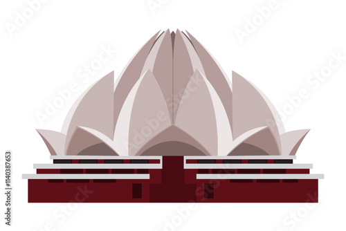 Vector illustration of Lotus Temple on transparent background