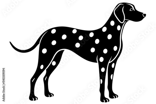 Silhouette of a Dalmatian Standing Elegantly with Slightly Curved Tail photo