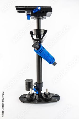 Professional DSLR Camera Stabilizer with Adjustable Blue Handle and Weights