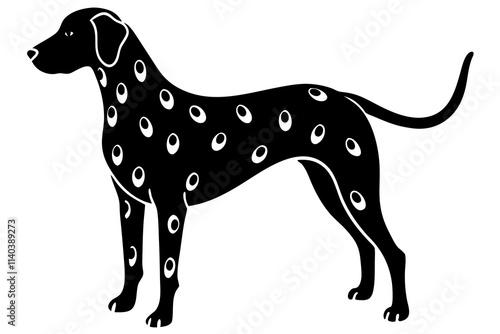 Silhouette of a Dalmatian Standing Elegantly with Slightly Curved Tail photo