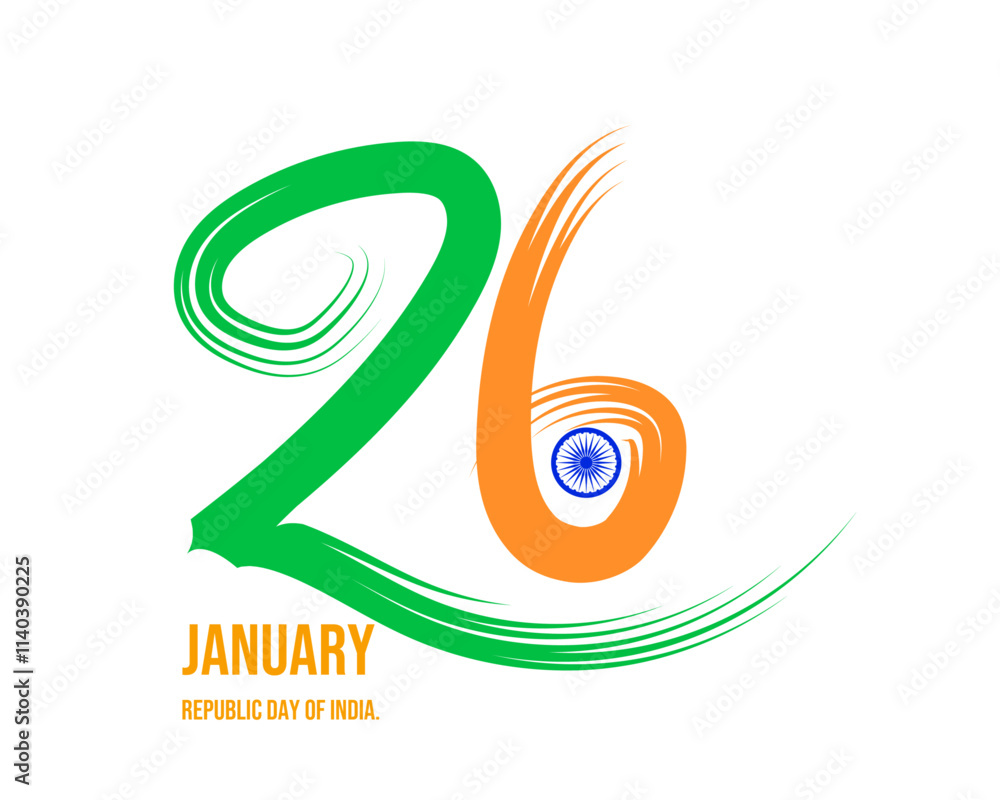 Obraz premium January 26 is celebrated as Republic Day in India. Happy Republic day of India festival with wave.
