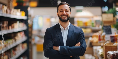 Portrait of a male retail manager standing confidently in a retail store