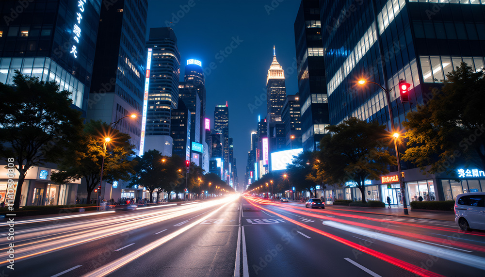 Bussy urban intersection at night Bussy urban intersection at night