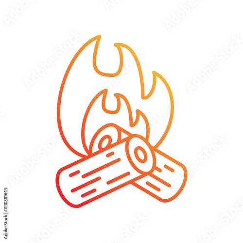 Bonfire gradient icon with white background vector stock illustration