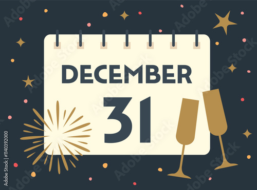 Canvas Print 31 december calendard page ; new year's eve concept- vector illustration