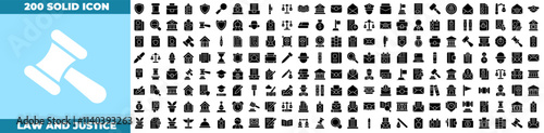 Law And Justice Solid Editable Icons set