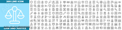 Law And Justice Line Editable Icons set