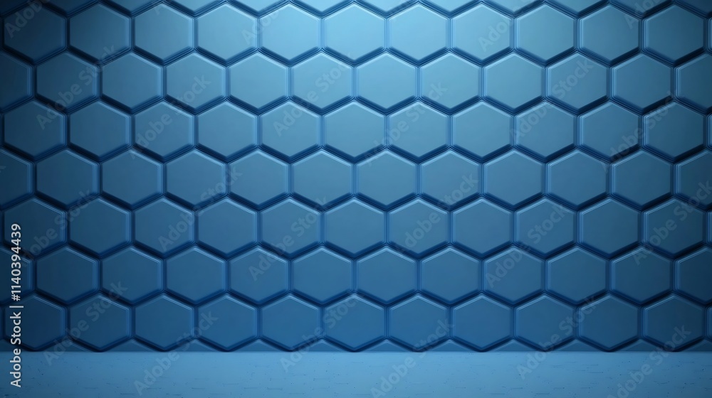 Fototapeta premium Elegant Minimalist Blue Hexagonal Background with Subtle Gradients and Patterns