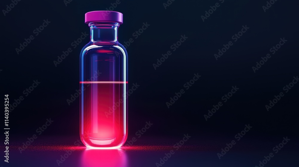 Glowing laboratory vial with vibrant liquid Glowing laboratory vial with vibrant liquid