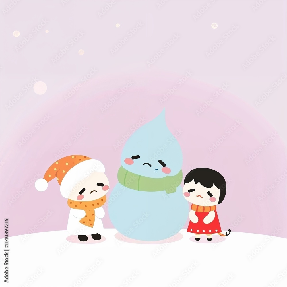 children with snowman