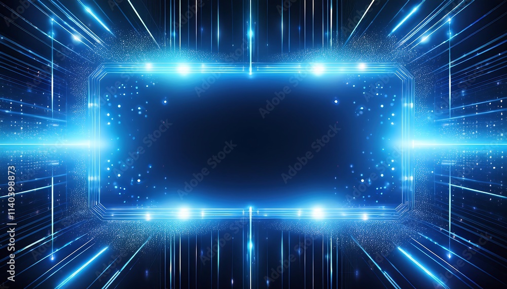 Obraz premium Futuristic blue light background with glowing effects.