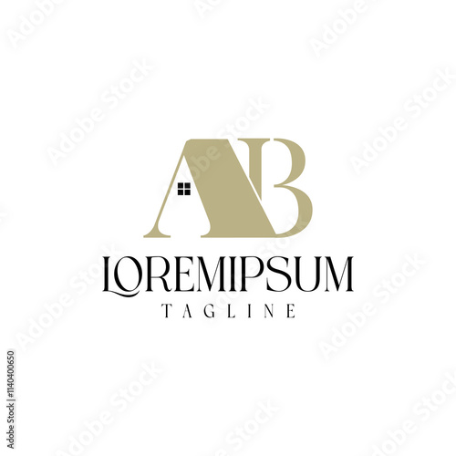 letter at monogram AB with symbol home real estate simple modern logo