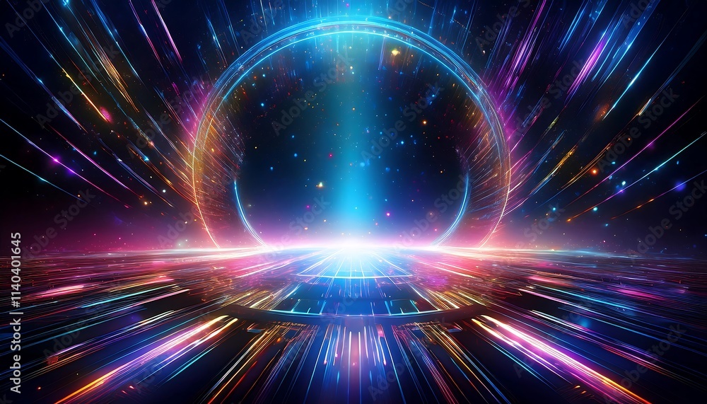 Fototapeta premium Abstract cosmic scene with vibrant light effects.