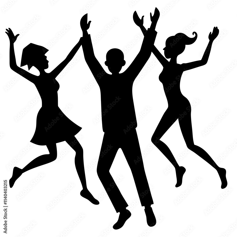 Hop, Skip, and Celebrate vector silhouette Hop, Skip, and Celebrate vector silhouette
