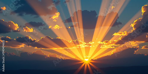 Wallpaper Mural Golden Dawn Light - The first rays of 2025 lighting up the world. backdrop background digital art crisp oilpinting minimalist sharp details funny background copyspace Torontodigital.ca