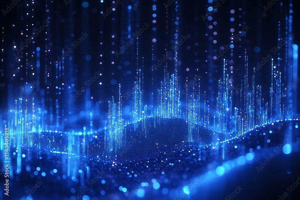 Glowing Digital Network Wave Pattern Glowing Digital Network Wave Pattern