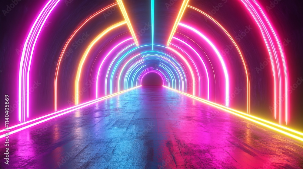 Vivid 3d render abstract background with neon spectrum and glowing lines Vivid 3d render abstract background with neon spectrum and glowing lines