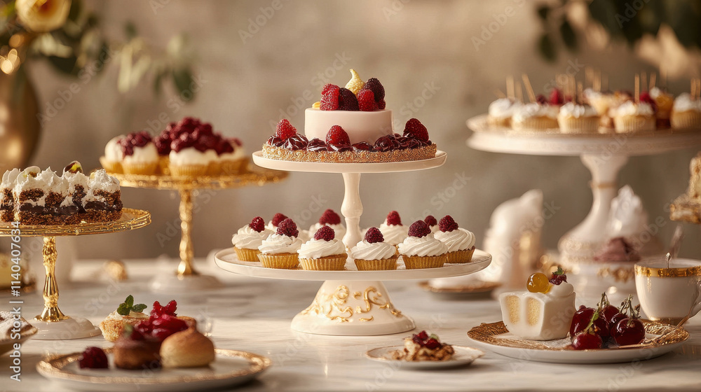 gourmet dessert table featuring exquisite pastries and cakes gourmet dessert table featuring exquisite pastries and cakes