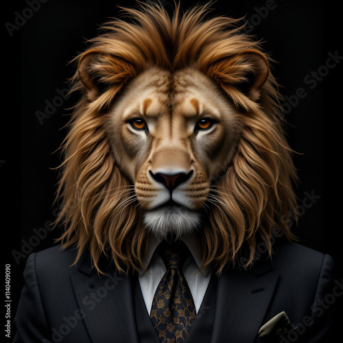 Hybrid Lion in a Pinstripe Suit photo