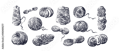 Ball of yarn Round skein of knitting Chalk art set