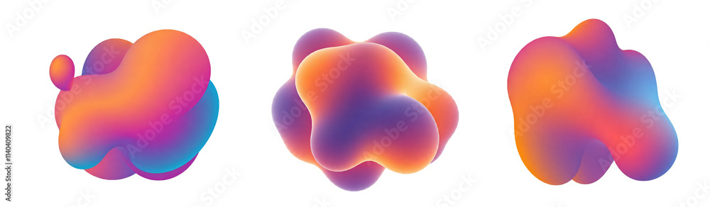 set abstract surreal colorful gradient shiny aura blob shape, smooth form, blending vibrant hues of pink, blue, and orange, creating a modern creative 3D look, cut out on white background png 300dpi set abstract surreal colorful gradient shiny aura blob shape, smooth form, blending vibrant hues of pink, blue, and orange, creating a modern creative 3D look, cut out on white background png 300dpi