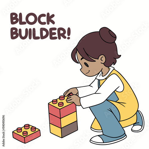 Creative Child Playing with Colorful Building Blocks in a Fun Learning Environment