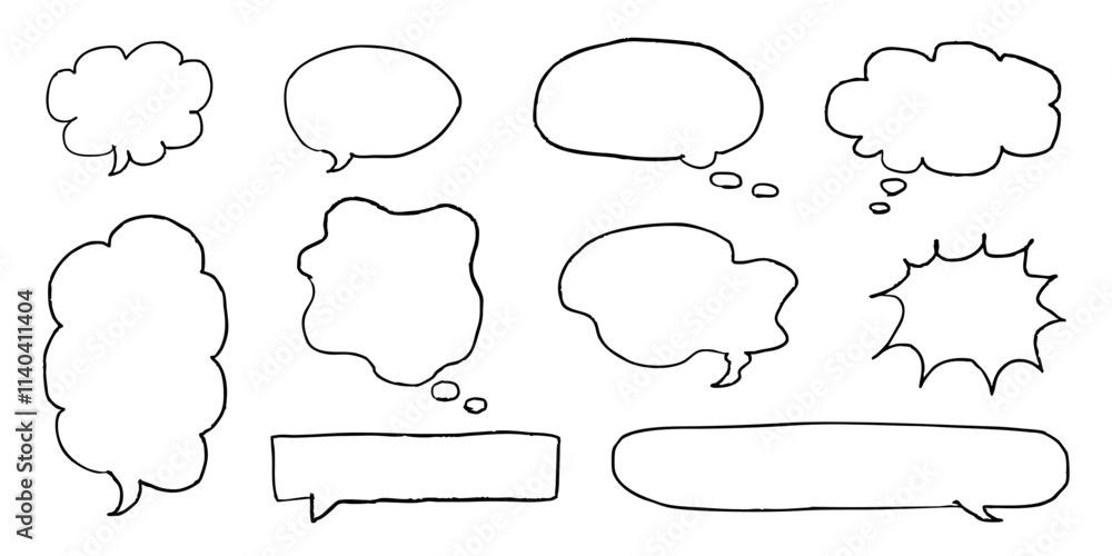 Obraz premium 手書きのゆるっとした吹き出しセット