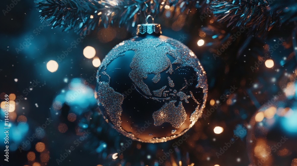 christmas world map globe ornament ball bakcground concept christmas world map globe ornament ball bakcground concept