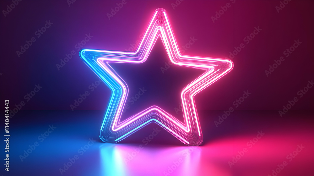 Neon Star 3D Illustration Neon Star 3D Illustration