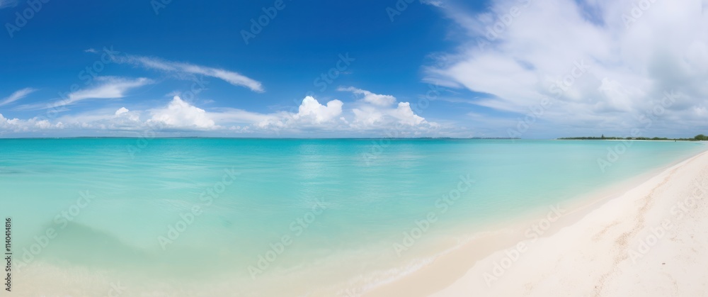 serene beach scene featuring crystal clear turquoise waters soft white sands and a bright blue sky dotted with clouds. serene beach scene featuring crystal clear turquoise waters soft white sands and a bright blue sky dotted with clouds.