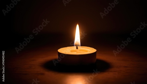 A tiny light or candle in a dark room, symbolizing optimism in challenging times