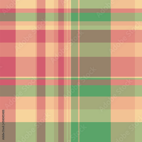 Card seamless tartan vector, vibrant plaid texture background. Commerce fabric pattern textile check in red and pastel colors.